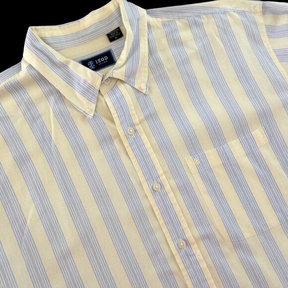 Izod Yellow Blue Striped Shirt - Picture 2 of 4